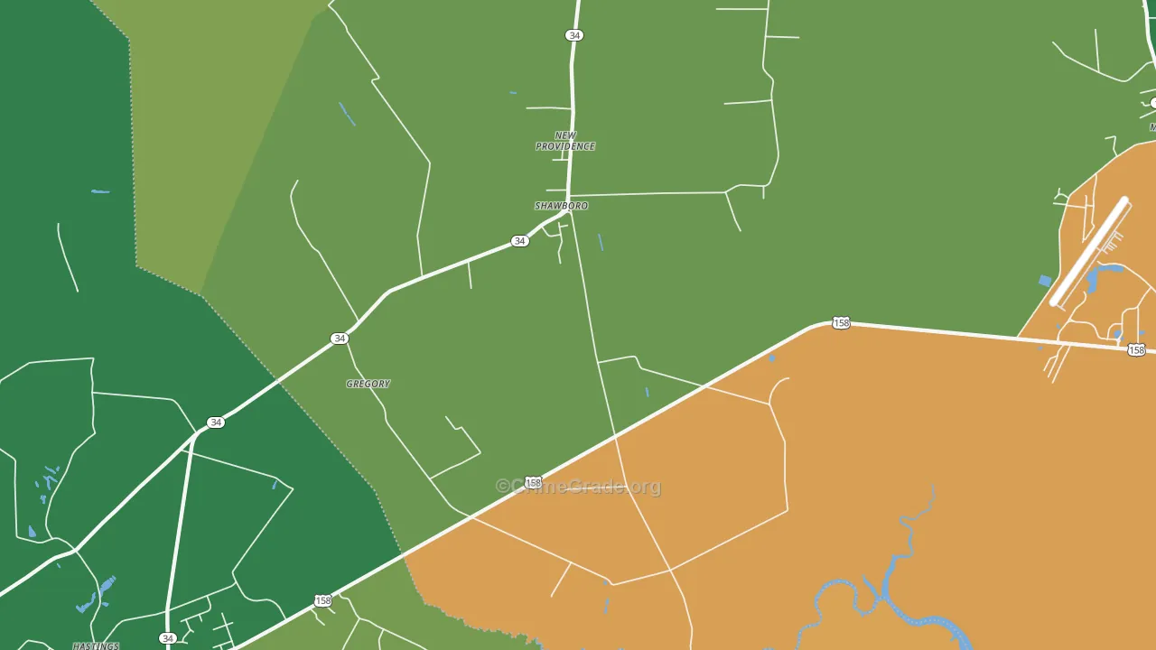 Shawboro, NC Map of Drug-Related Crime Rates