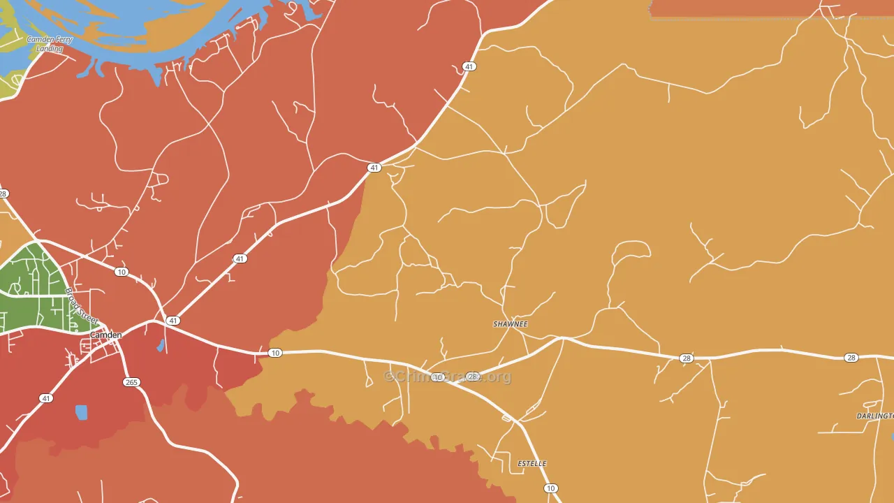 Shawnee, AL Map of Drug-Related Crime Rates