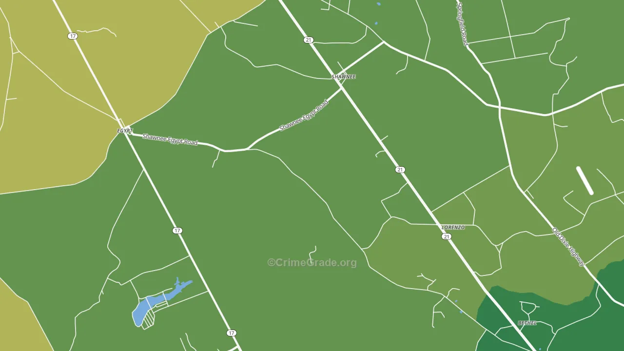 Shawnee, GA Map of Drug-Related Crime Rates