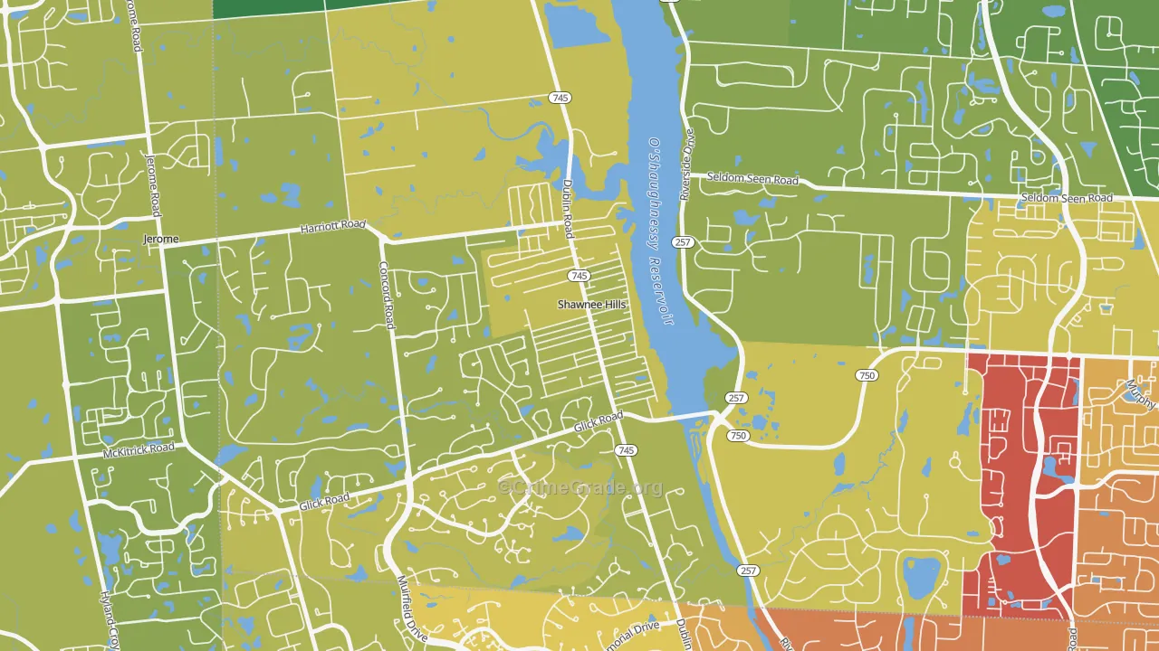 Shawnee Hills, OH Map of Drug-Related Crime Rates