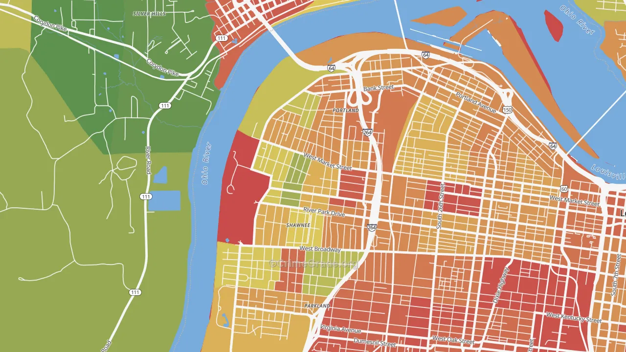 Shawnee, Louisville, KY Map of Drug-Related Crime Rates
