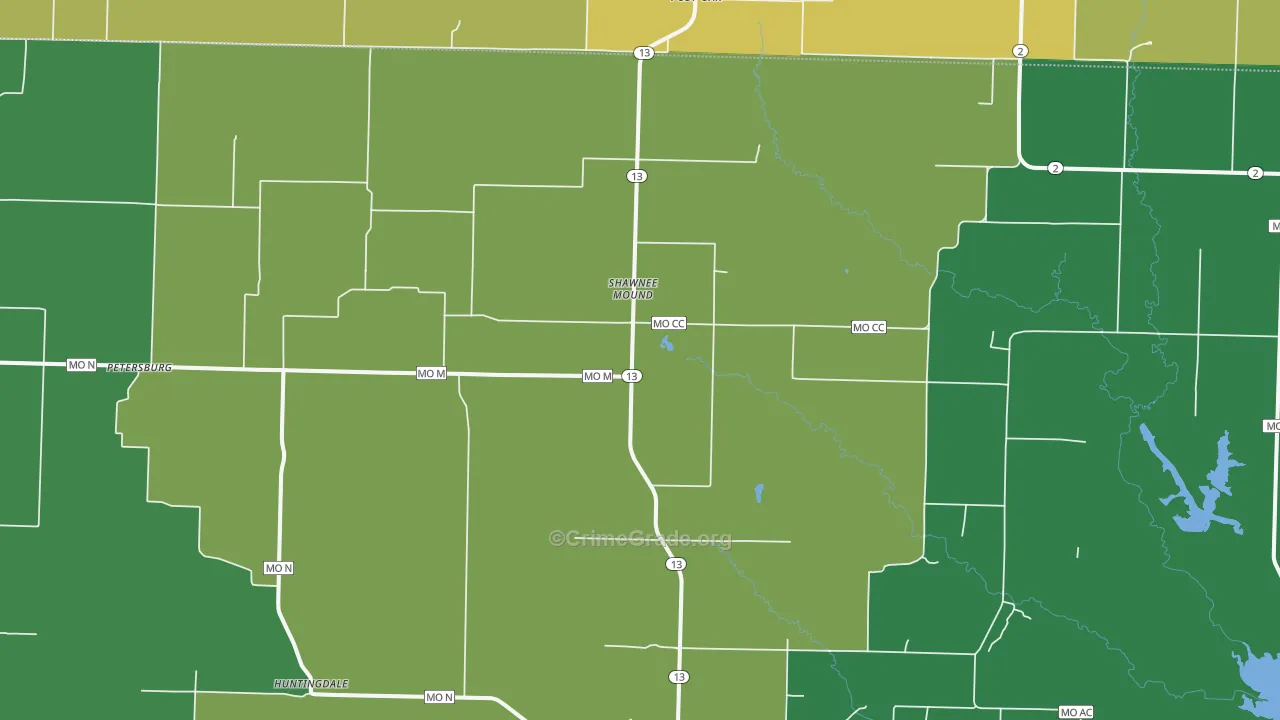 Shawnee Mound, MO Map of Drug-Related Crime Rates