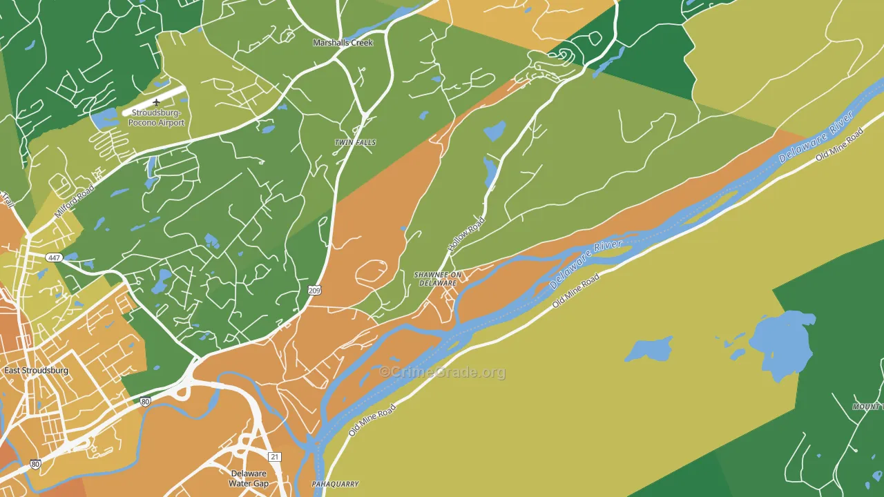 Shawnee On Delaware, PA Map of Drug-Related Crime Rates