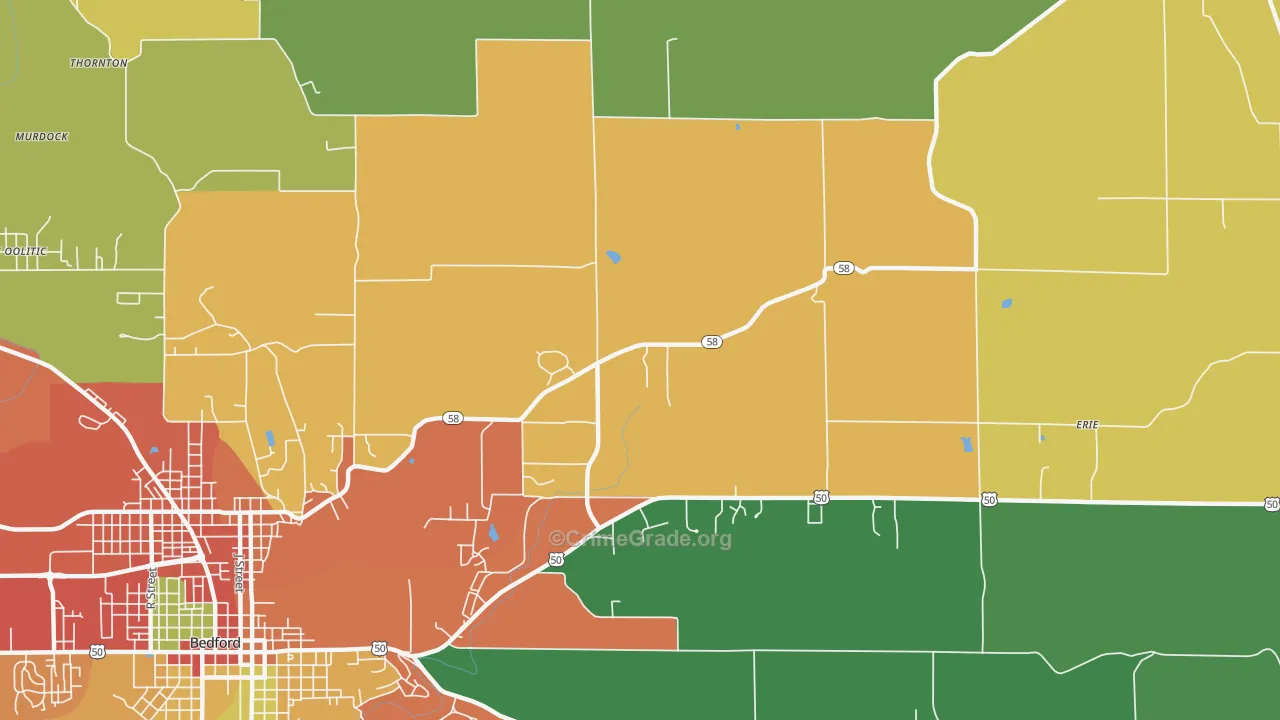 Shawswick, IN Map of Drug-Related Crime Rates