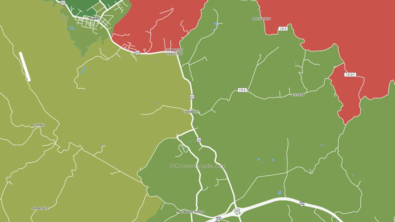 Shawvers Crossing, WV Map of Drug-Related Crime Rates