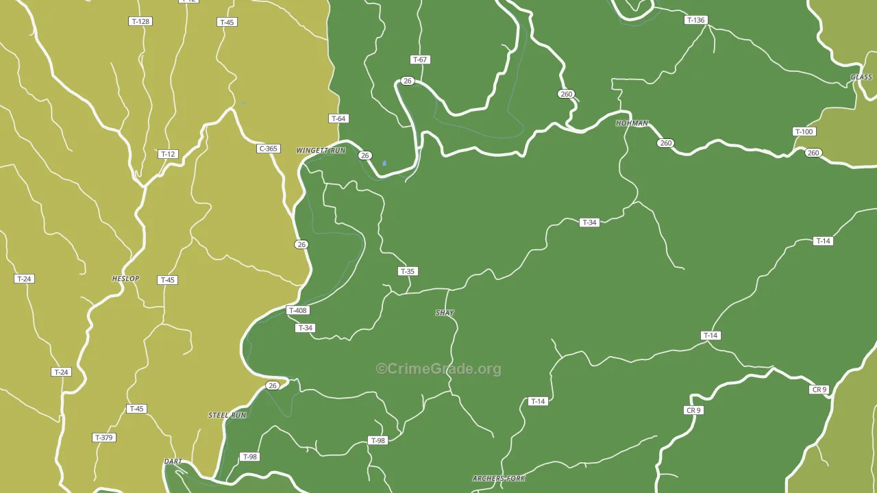 Shay, OH Map of Drug-Related Crime Rates