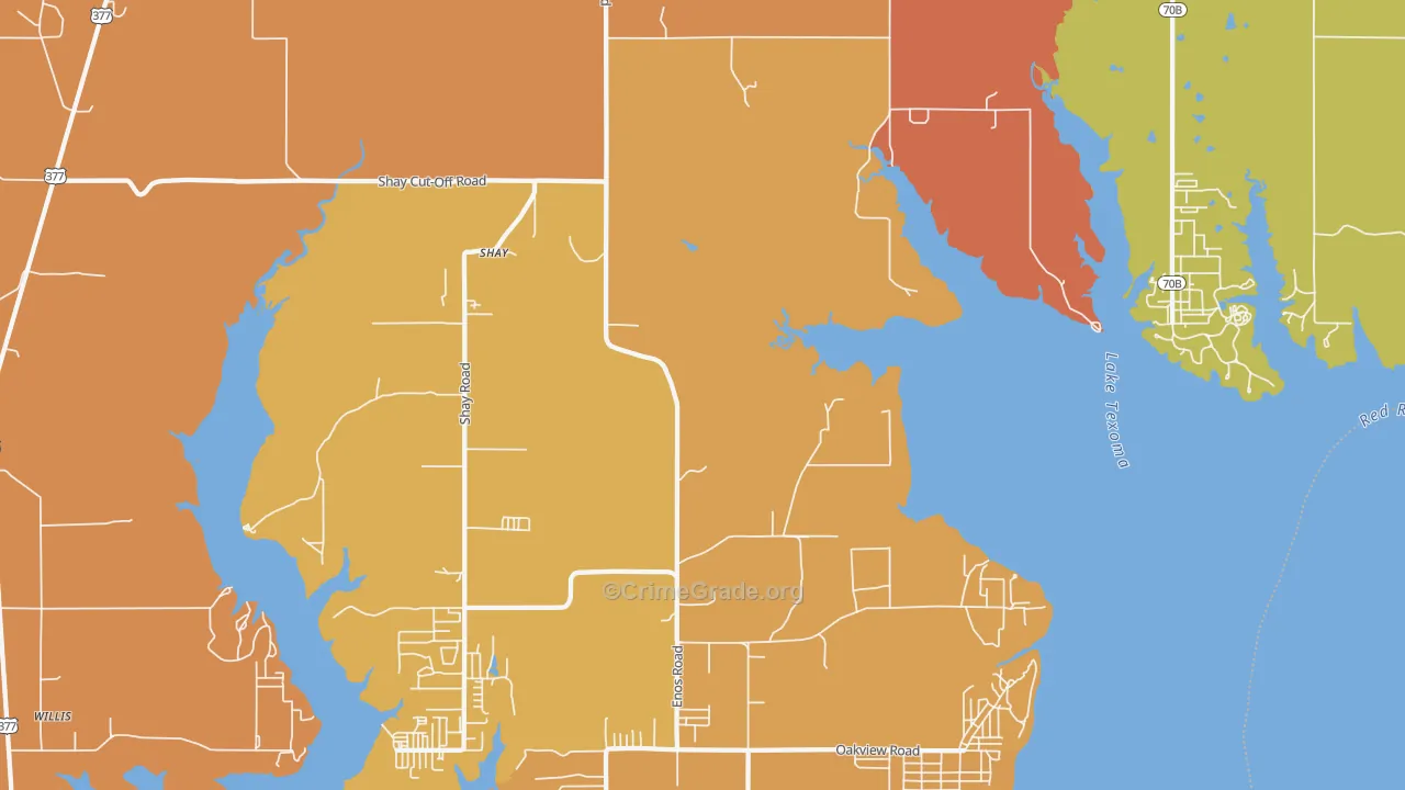 Shay, OK Map of Drug-Related Crime Rates