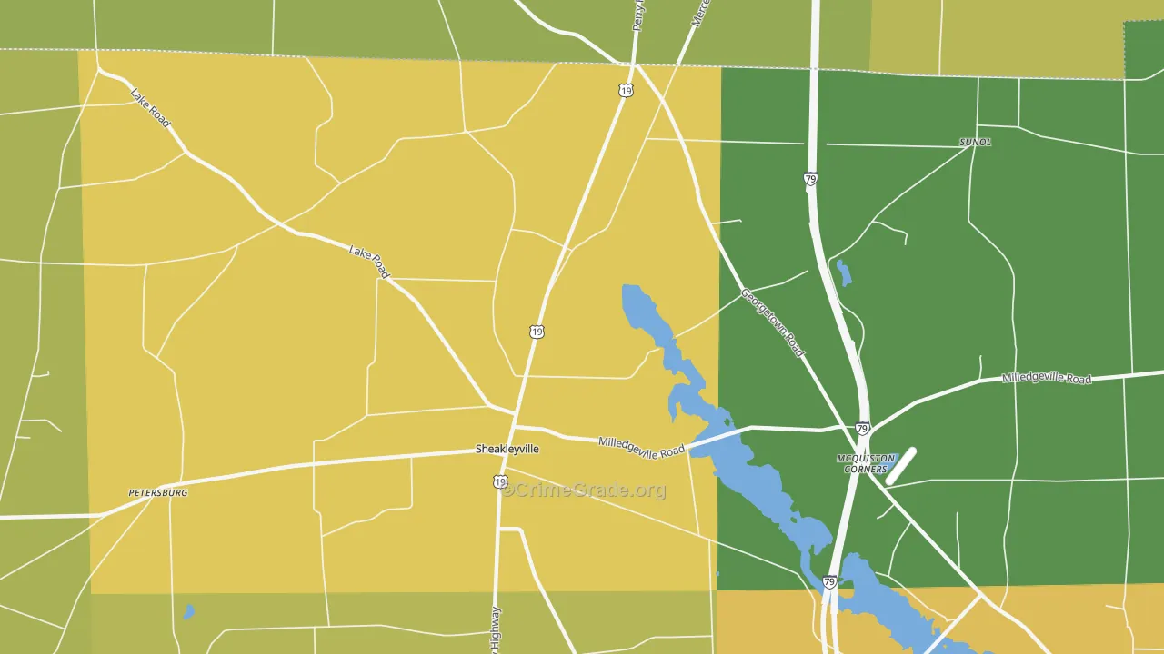 Sheakleyville, PA Map of Drug-Related Crime Rates