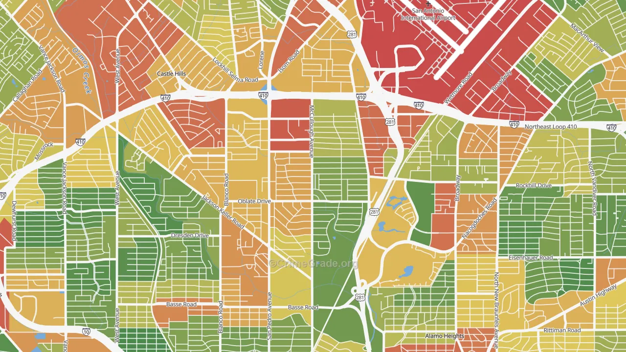 Shearer Hills-Ridgeview, San Antonio, TX Map of Drug-Related Crime Rates