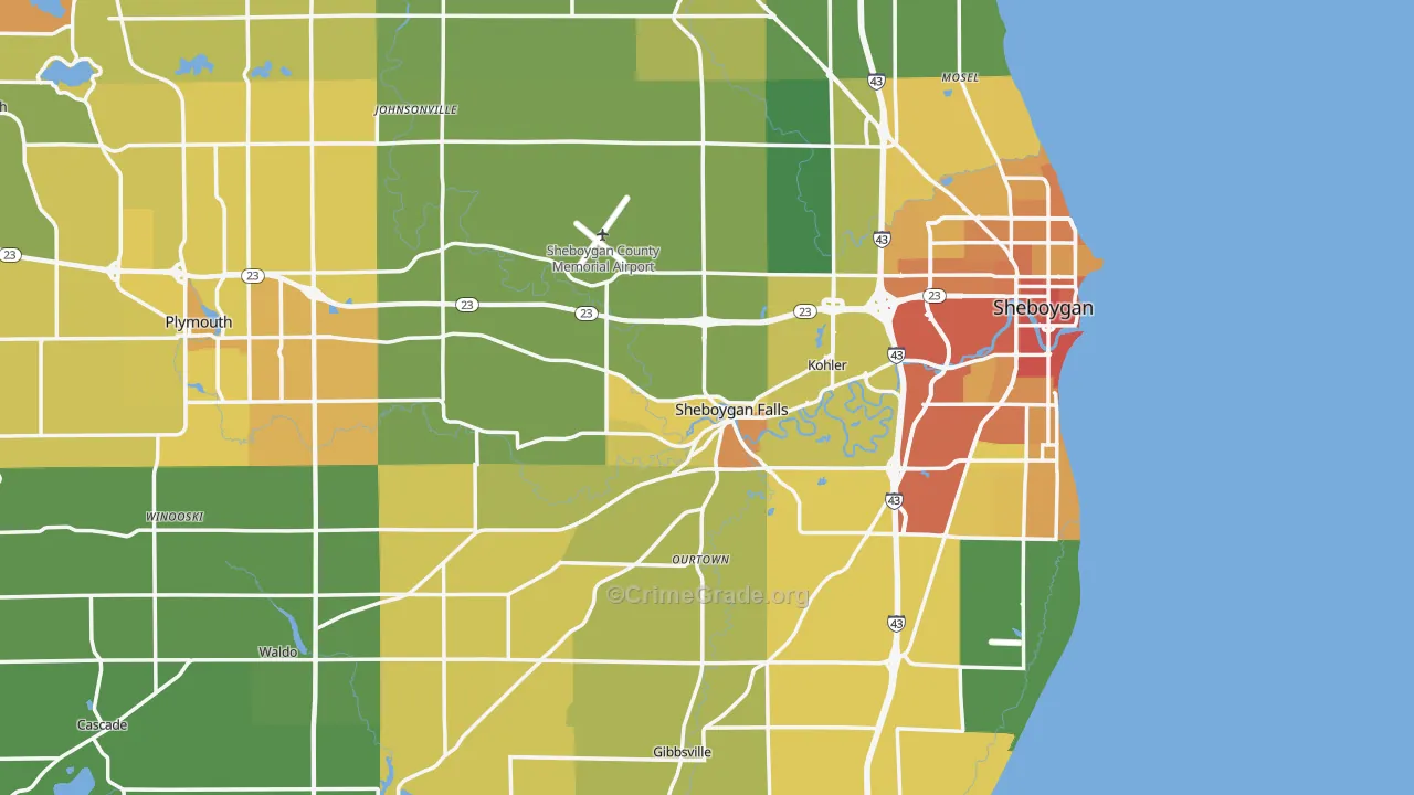 Sheboygan County, WI Map of Drug-Related Crime Rates