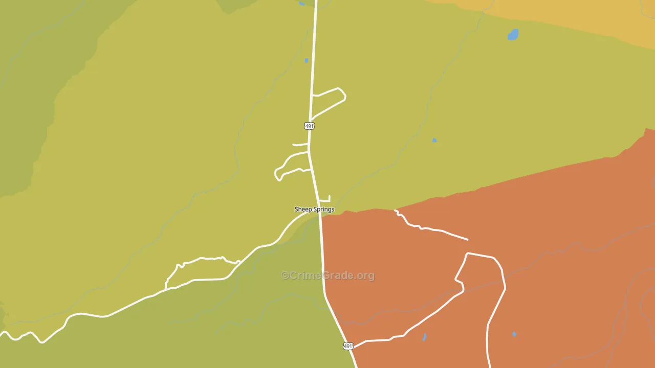 Sheep Springs, NM Map of Drug-Related Crime Rates