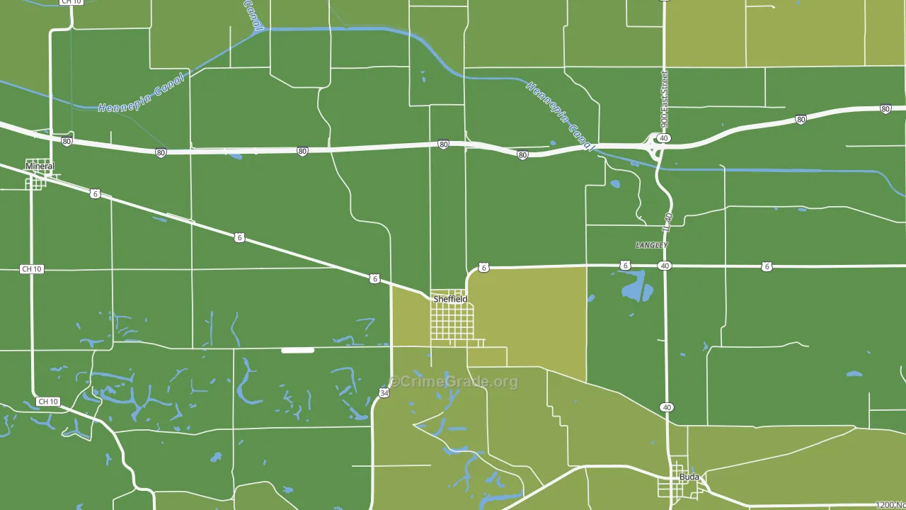 Sheffield, IL Map of Drug-Related Crime Rates