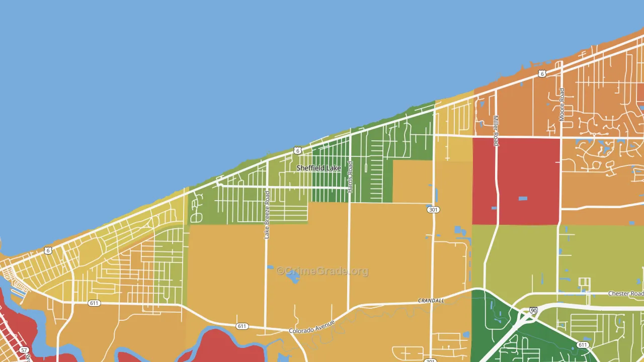 Sheffield Lake, OH Map of Drug-Related Crime Rates