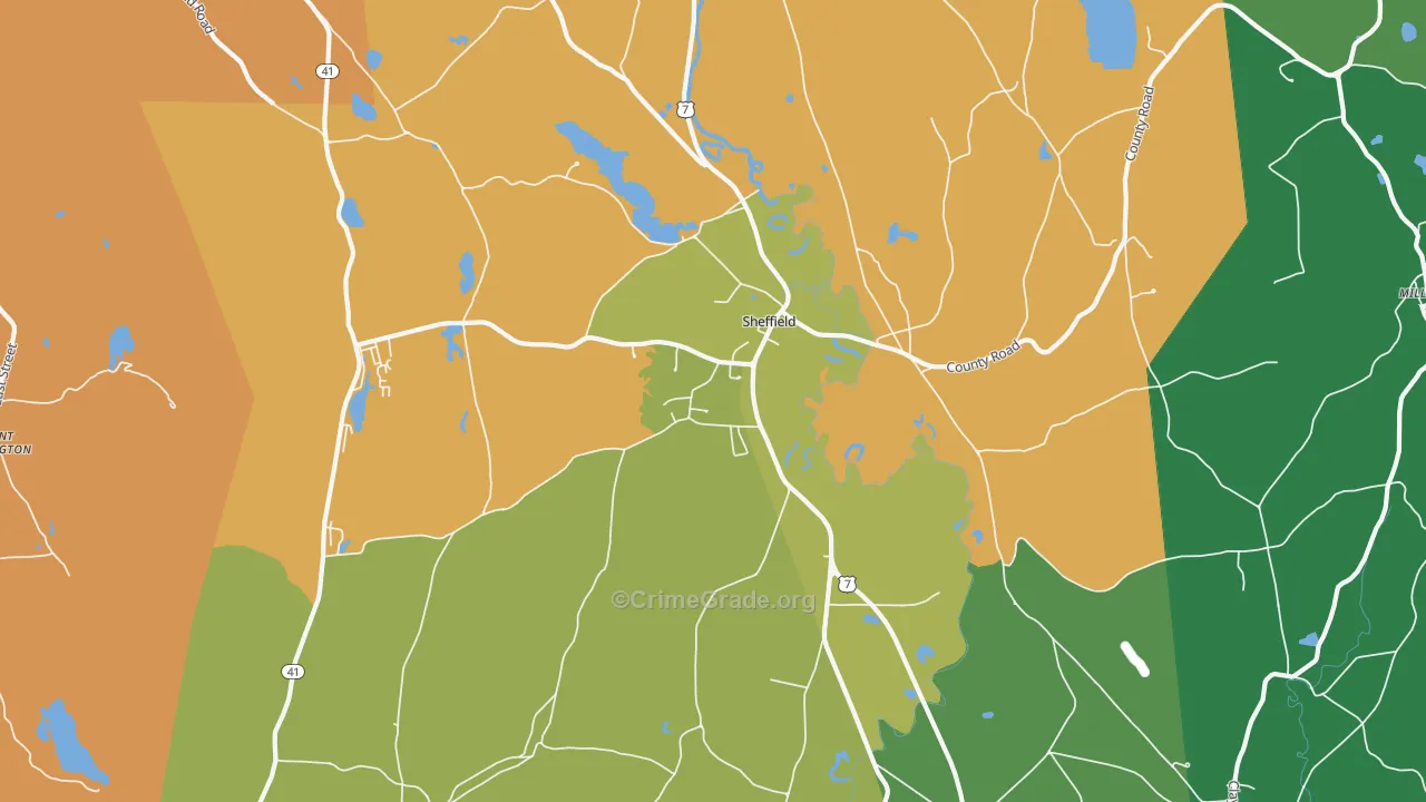 Sheffield, MA Map of Drug-Related Crime Rates