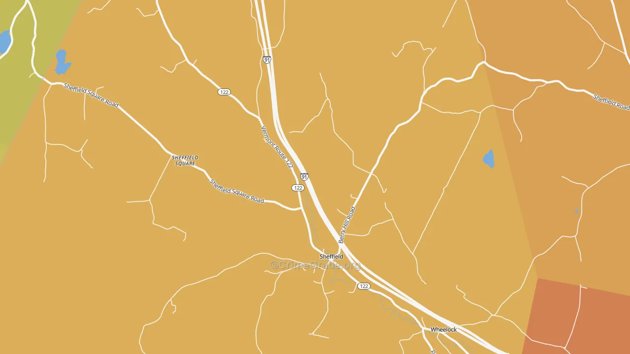 Sheffield, VT Map of Drug-Related Crime Rates