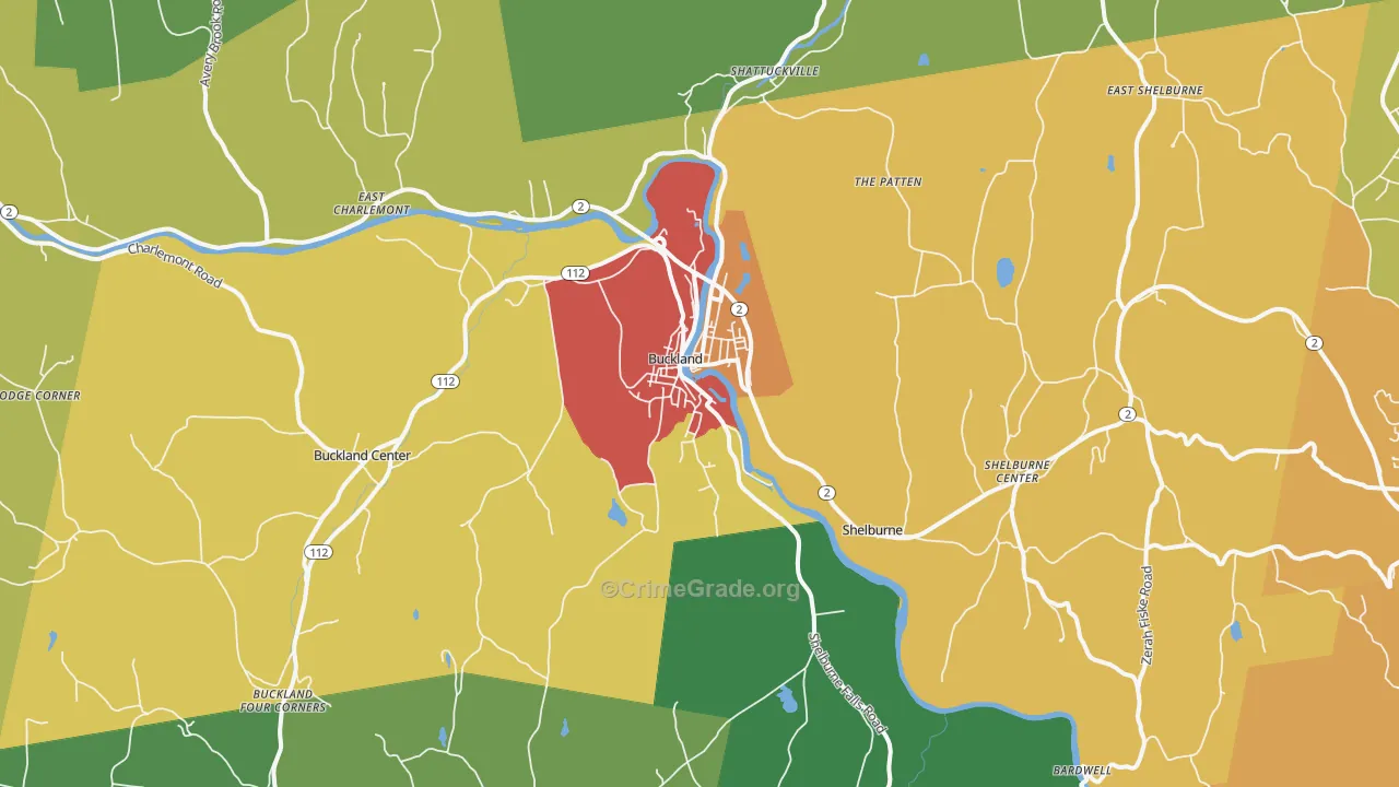Shelburne Falls, MA Map of Drug-Related Crime Rates
