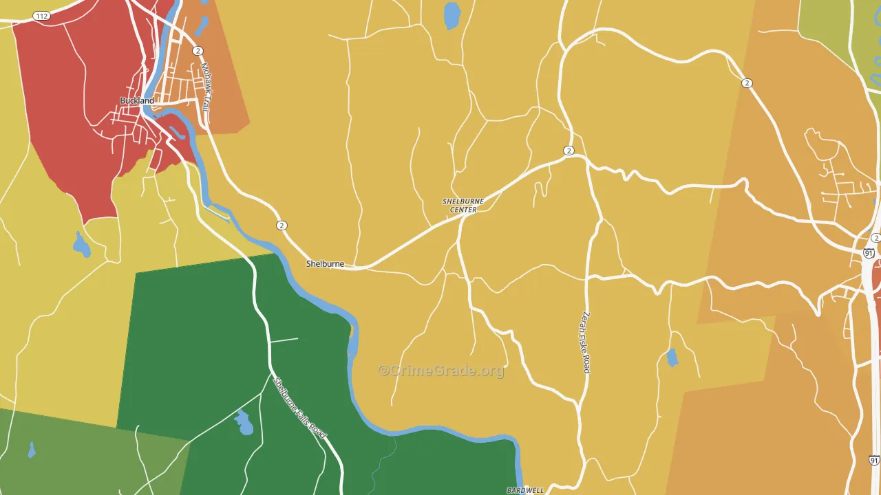 Shelburne, MA Map of Drug-Related Crime Rates