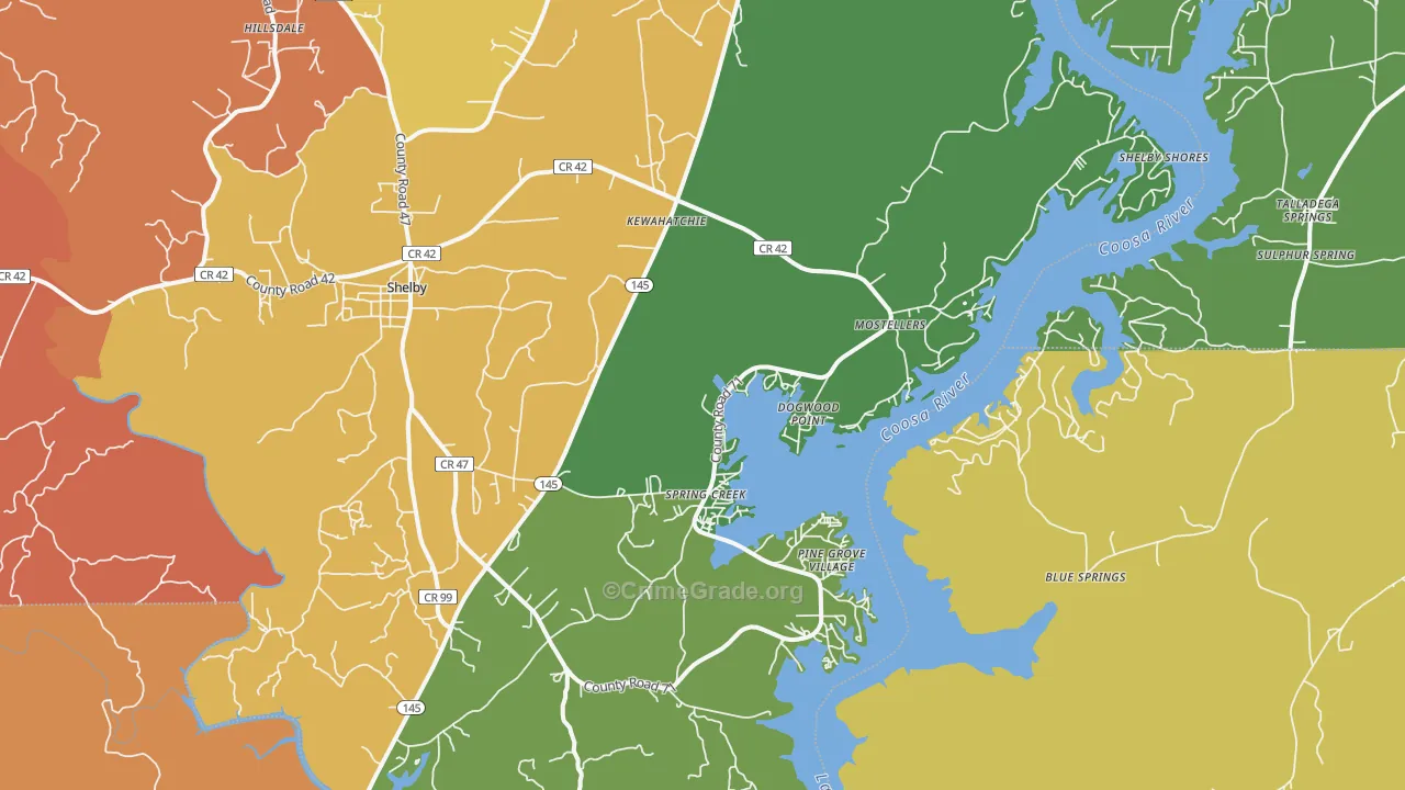 Shelby, AL Map of Drug-Related Crime Rates