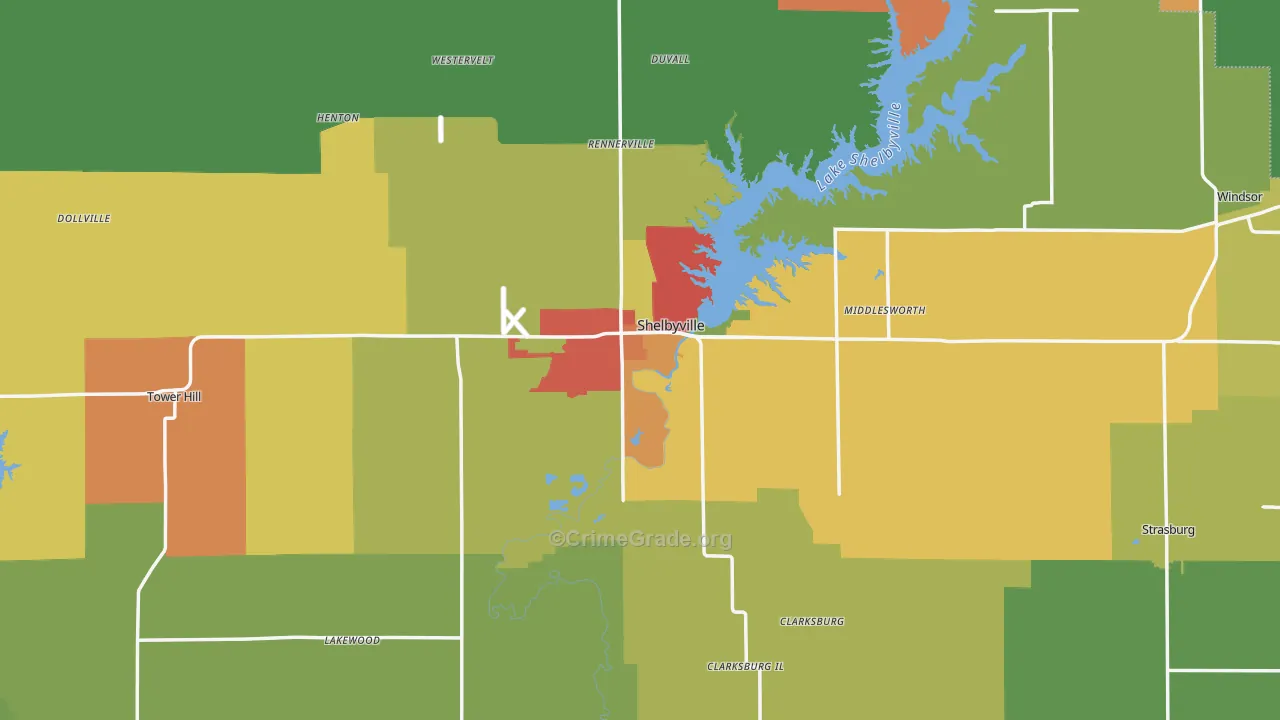 Shelby County, IL Map of Drug-Related Crime Rates