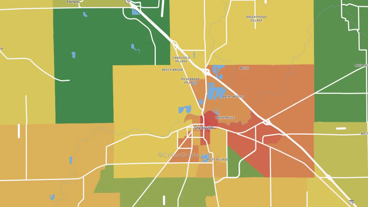 Shelby County, IN Map of Drug-Related Crime Rates