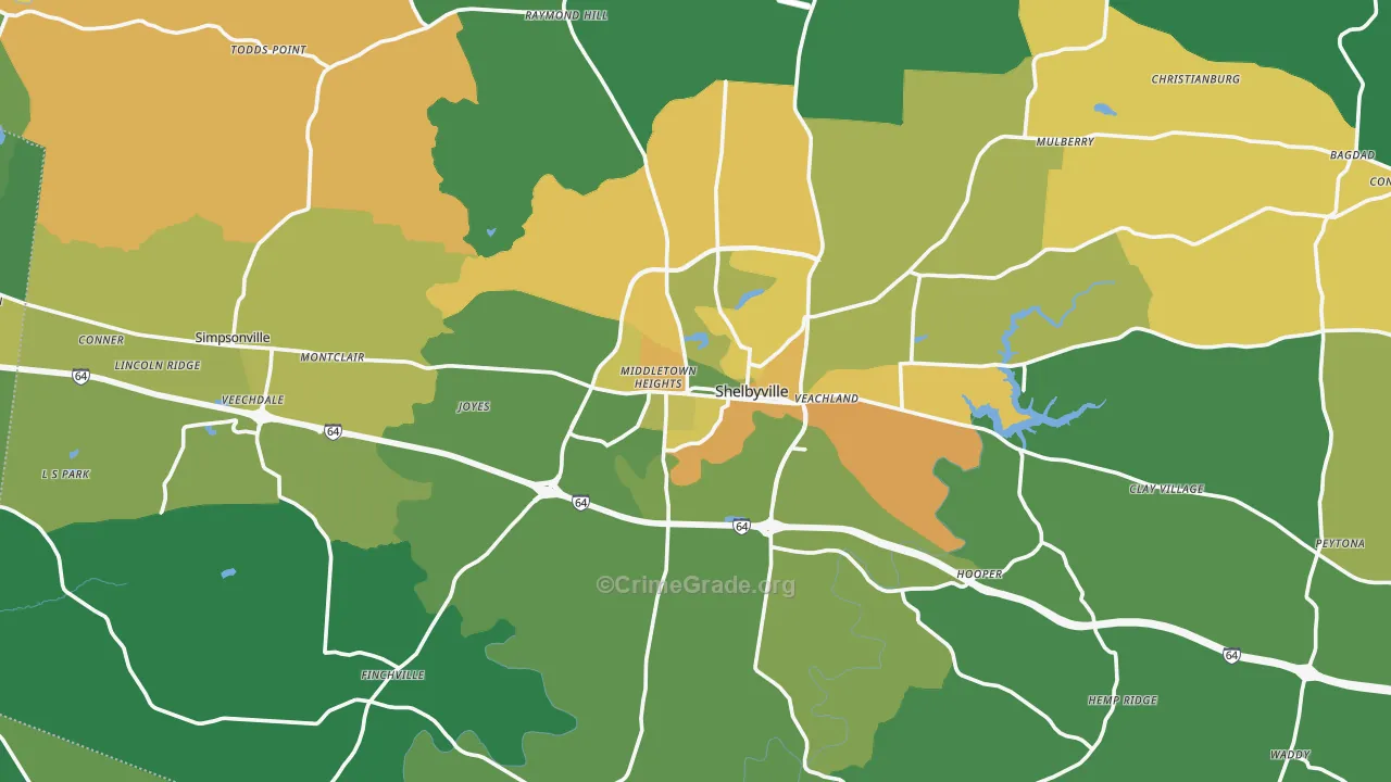 Shelby County, KY Map of Drug-Related Crime Rates