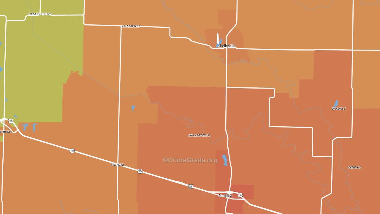 Shelby County, MO Map of Drug-Related Crime Rates