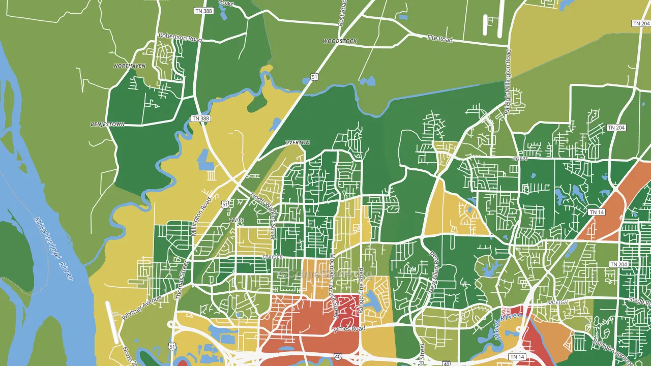 Shelby Forest-Frayser, Memphis, TN Map of Drug-Related Crime Rates