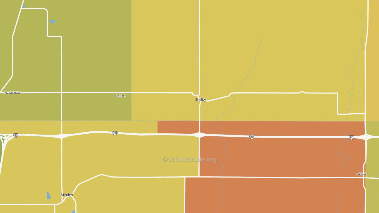 Shelby, IA Map of Drug-Related Crime Rates