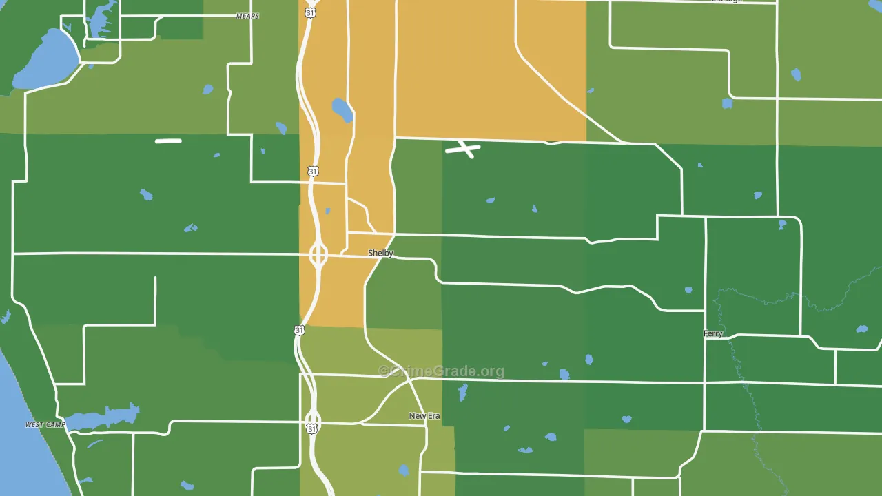 Shelby, MI Map of Drug-Related Crime Rates
