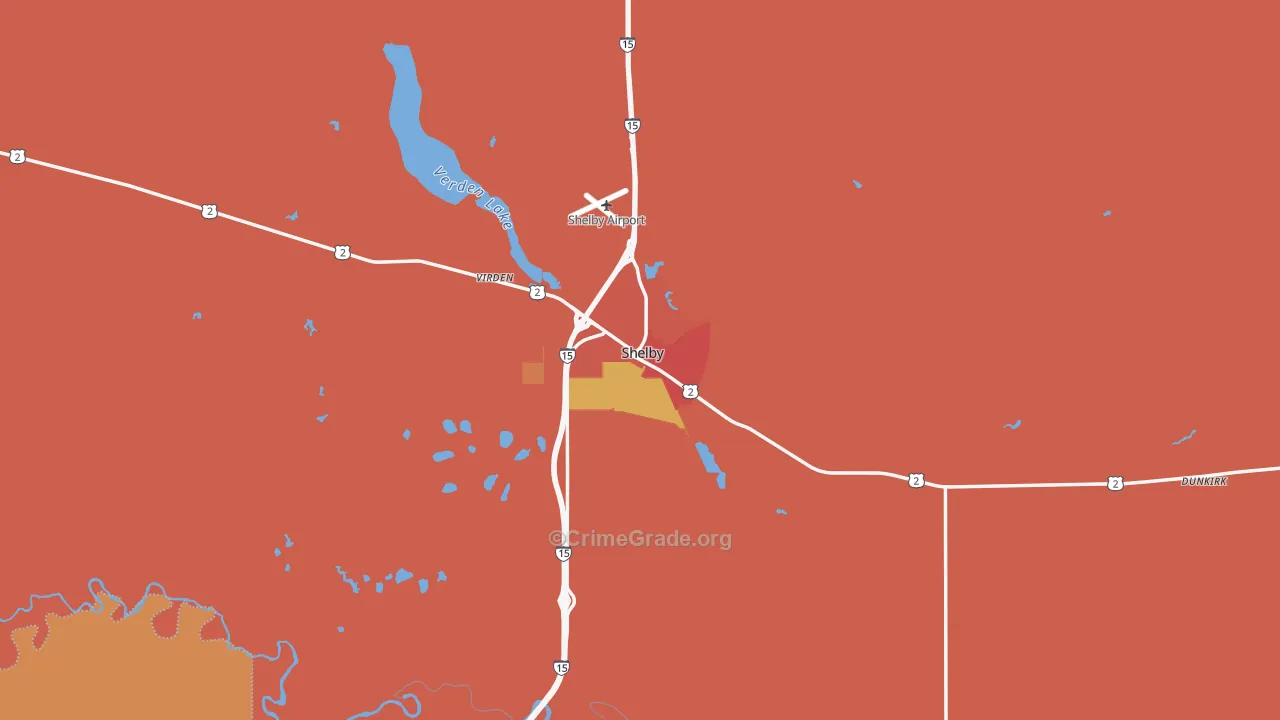 Shelby, MT Map of Drug-Related Crime Rates