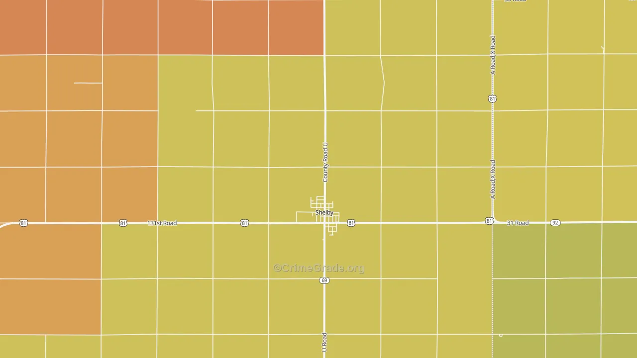 Shelby, NE Map of Drug-Related Crime Rates