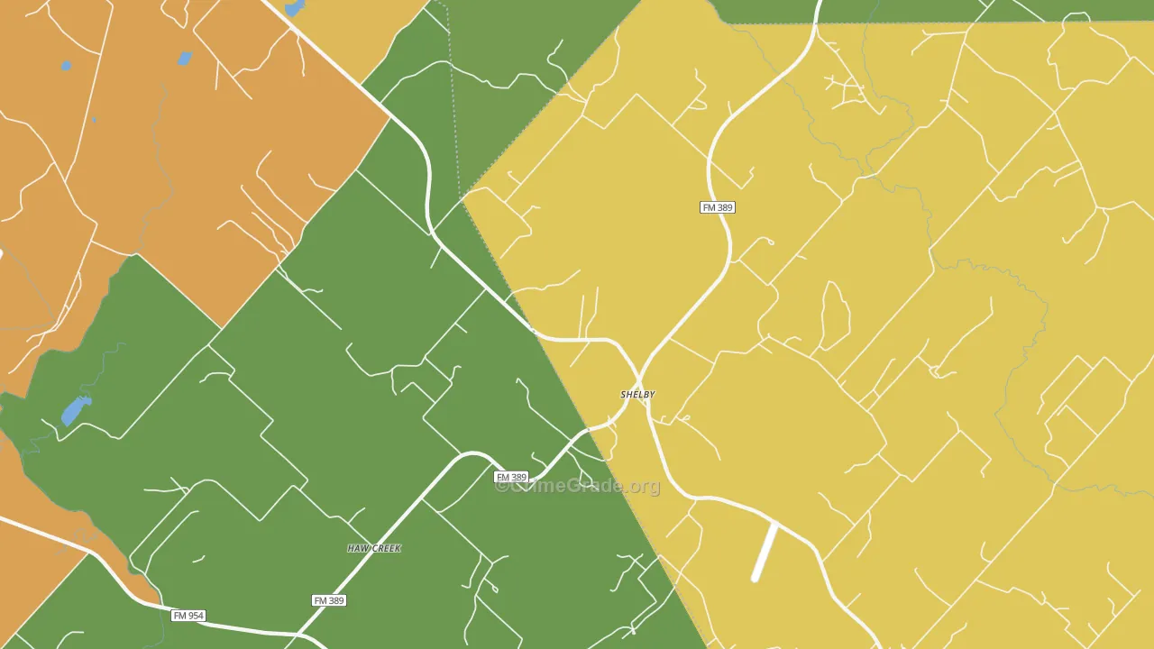 Shelby, TX Map of Drug-Related Crime Rates
