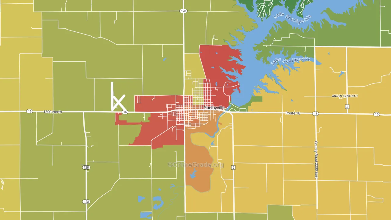 Shelbyville, IL Map of Drug-Related Crime Rates