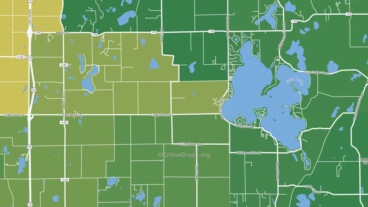 Shelbyville, MI Map of Drug-Related Crime Rates