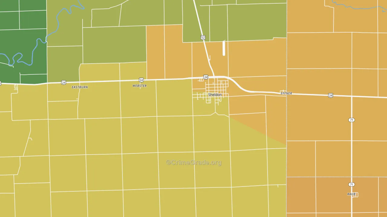 Sheldon, IL Map of Drug-Related Crime Rates