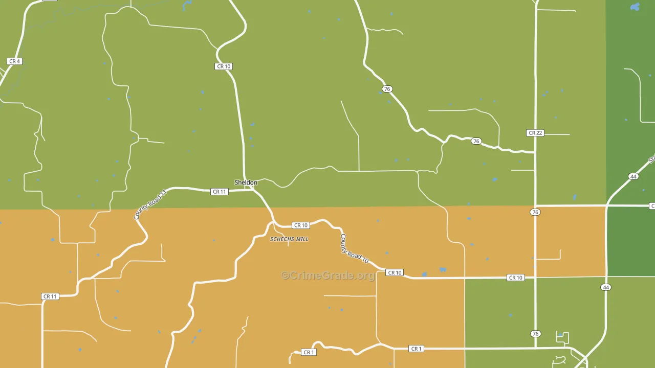 Sheldon, MN Map of Drug-Related Crime Rates
