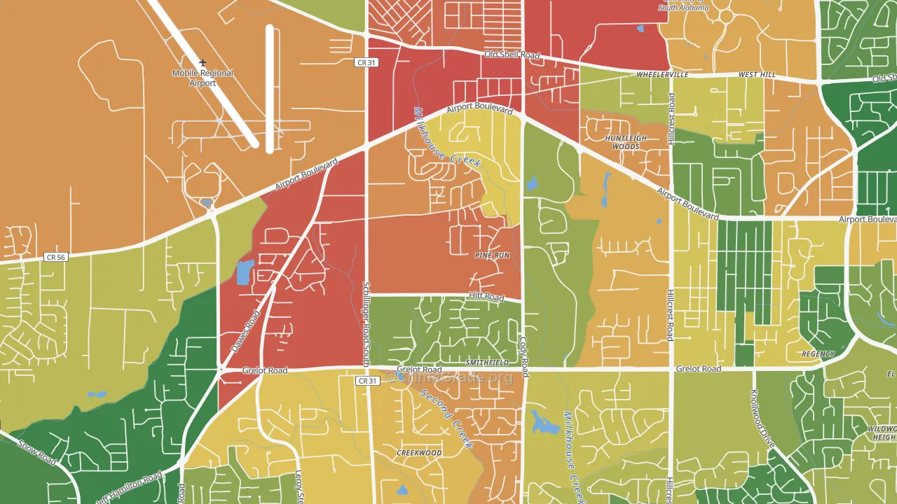 Sheldon, Mobile, AL Map of Drug-Related Crime Rates