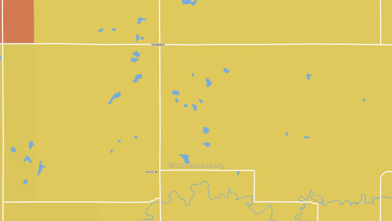 Sheldon, ND Map of Drug-Related Crime Rates