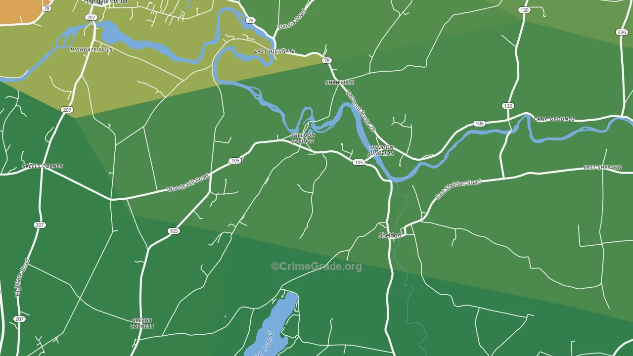 Sheldon, VT Map of Drug-Related Crime Rates