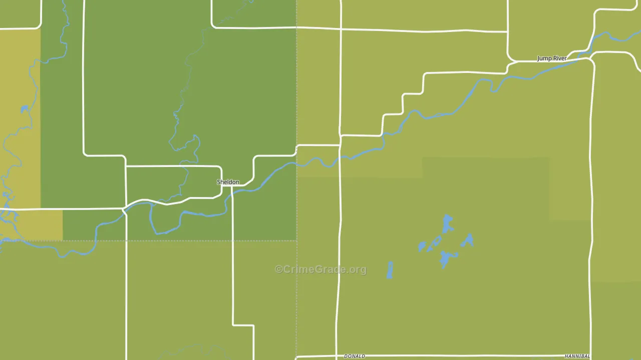 Sheldon, WI Map of Drug-Related Crime Rates