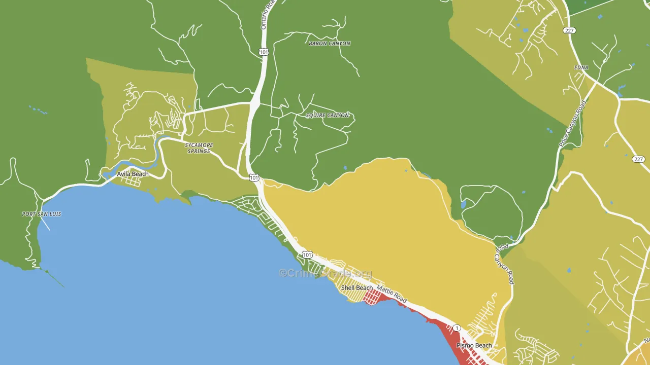 Shell Beach, CA Map of Drug-Related Crime Rates