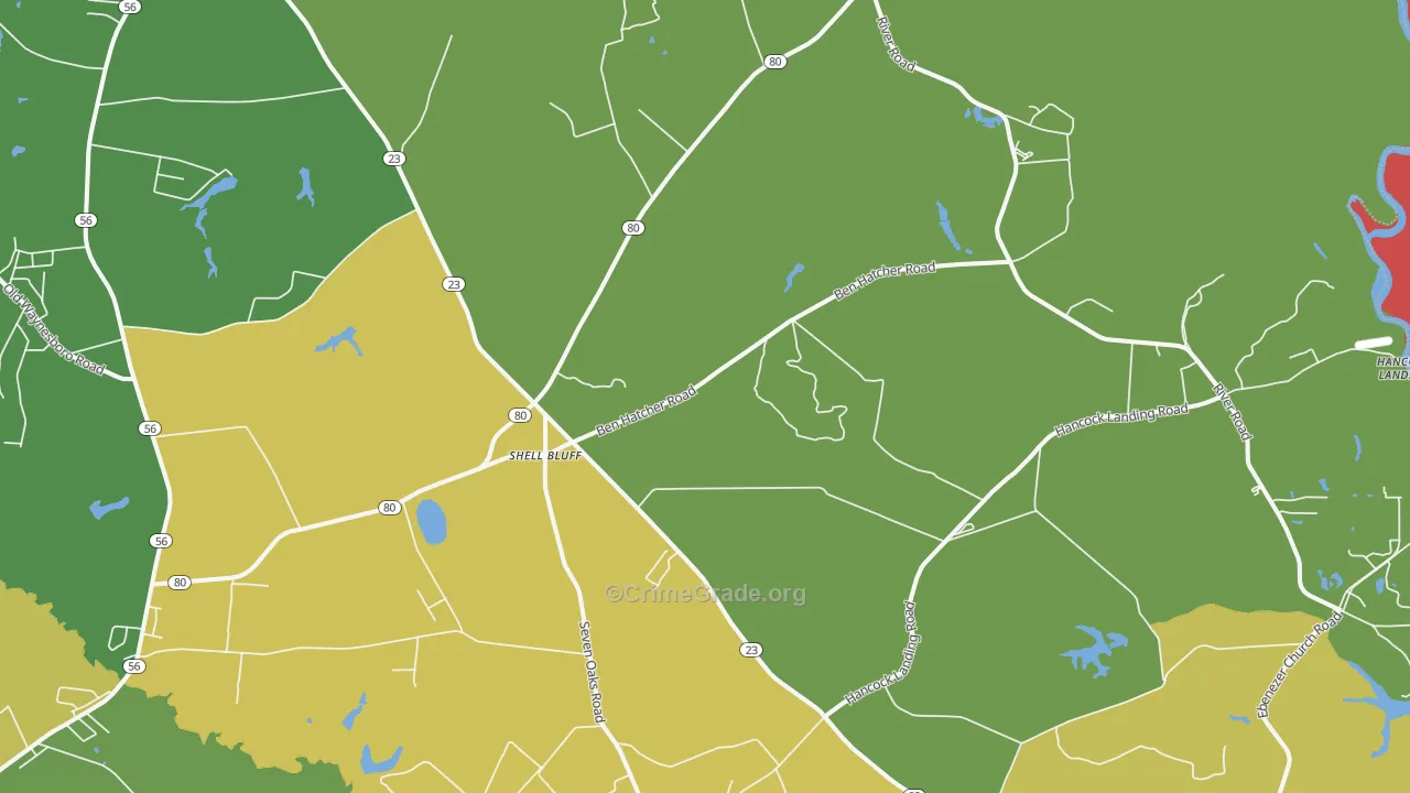 Shell Bluff, GA Map of Drug-Related Crime Rates