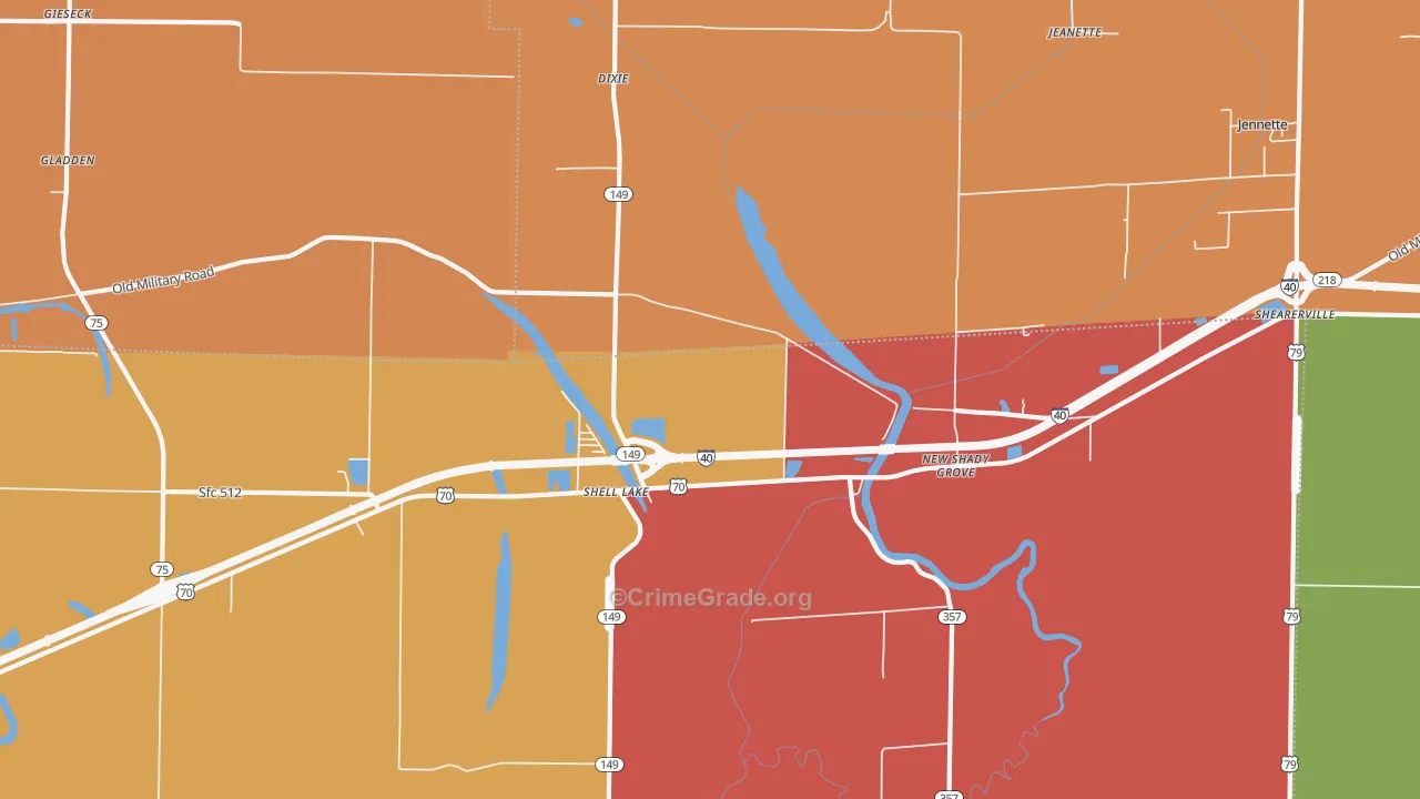 Shell Lake, AR Map of Drug-Related Crime Rates