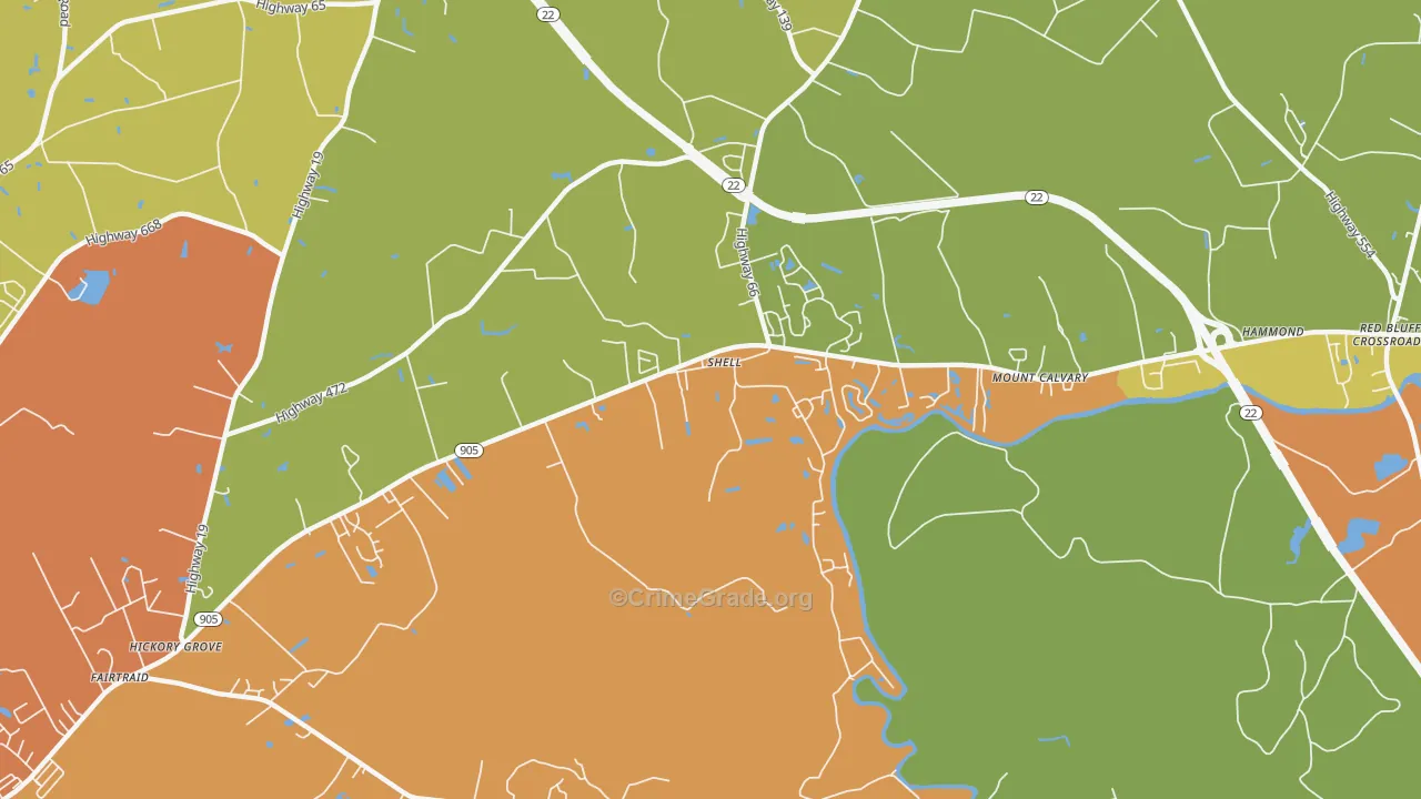 Shell, SC Map of Drug-Related Crime Rates
