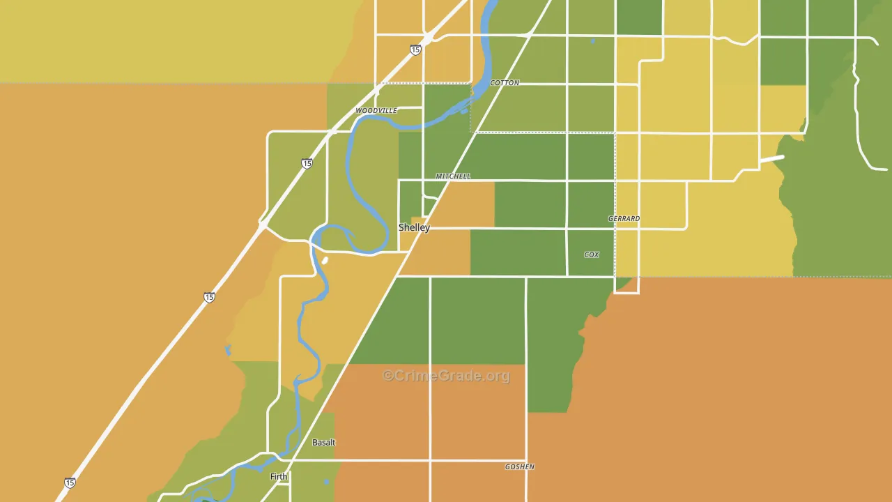 Shelley, ID Map of Drug-Related Crime Rates