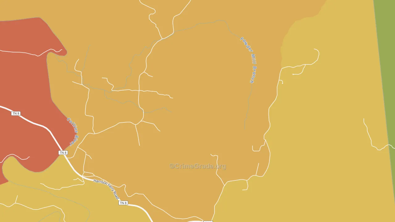 Shellsford, TN Map of Drug-Related Crime Rates