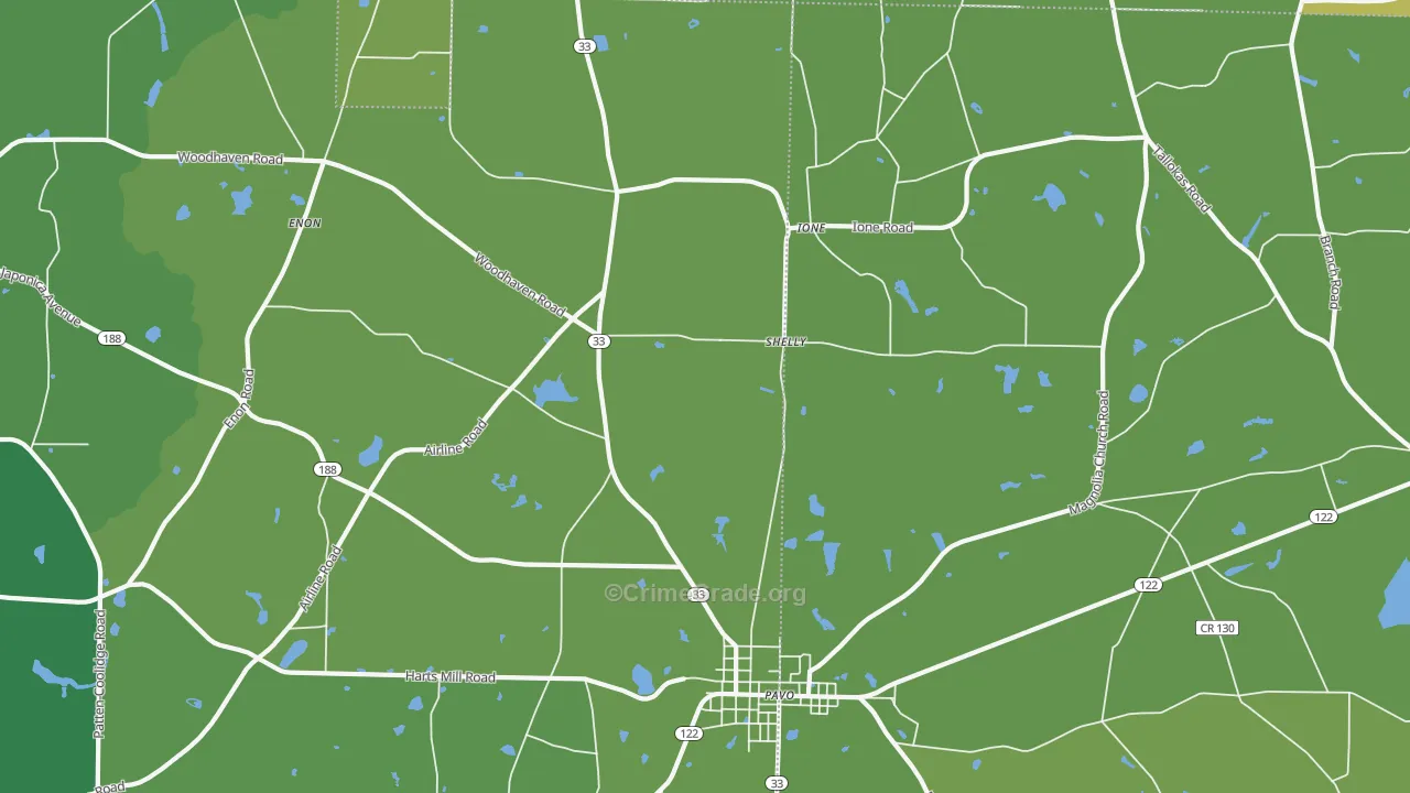 Shelly, GA Map of Drug-Related Crime Rates