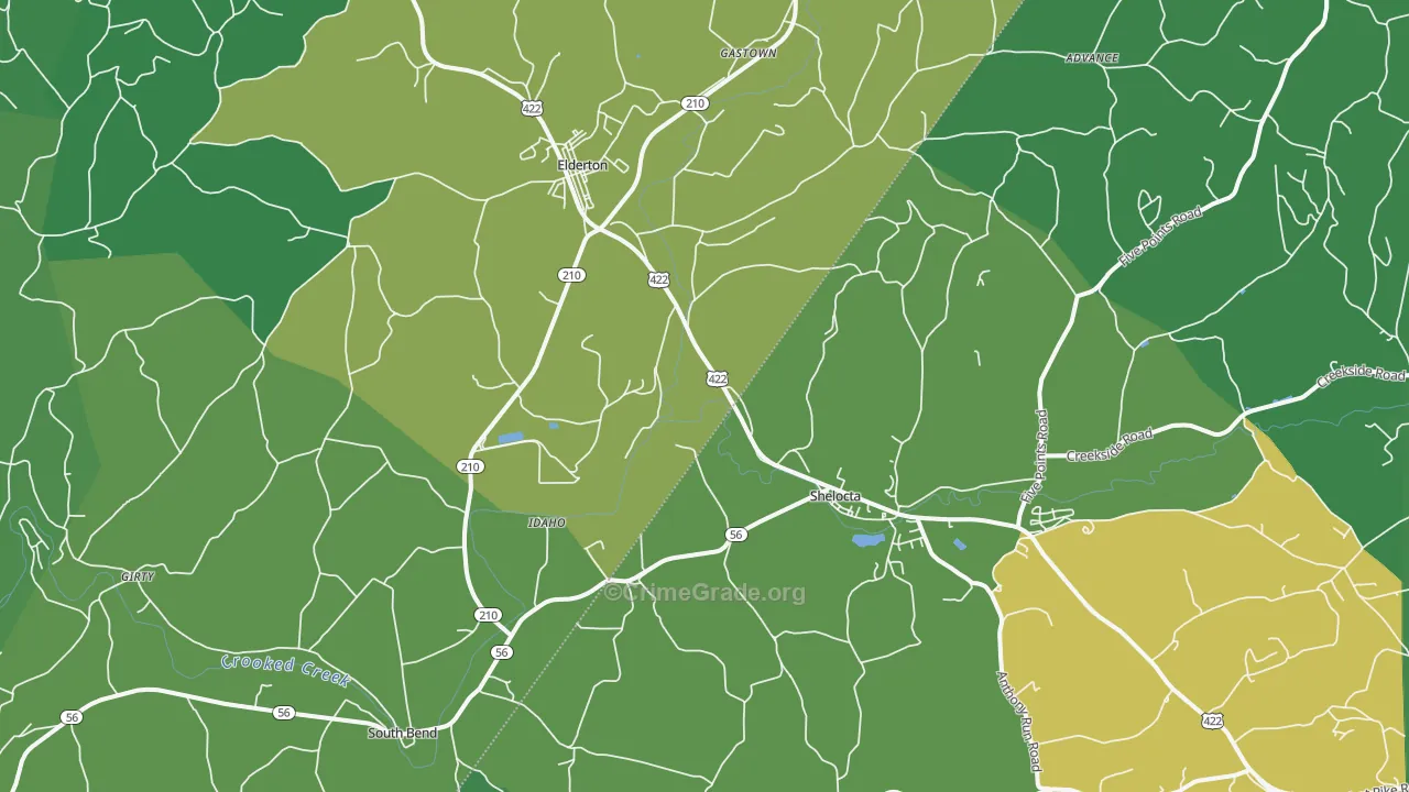 Shelocta, PA Map of Drug-Related Crime Rates