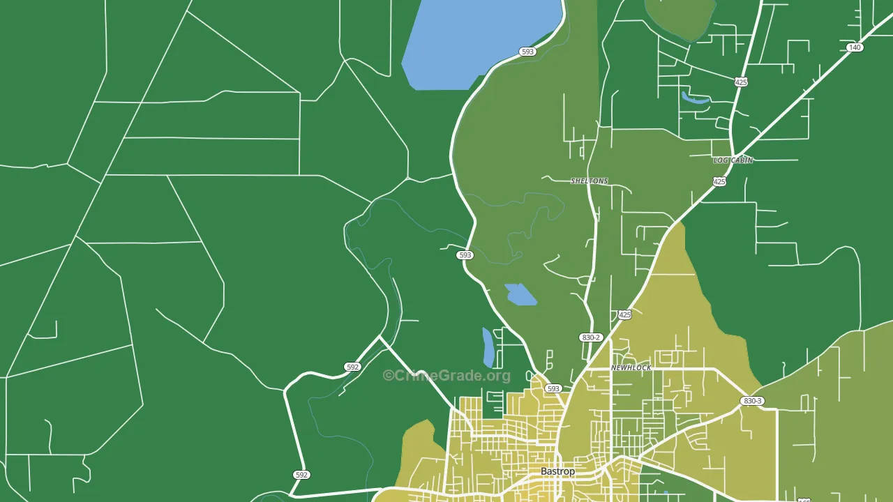 Sheltons, LA Map of Drug-Related Crime Rates