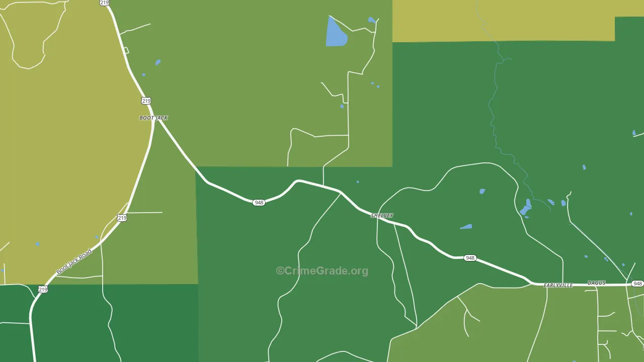 Shelvey, PA Map of Drug-Related Crime Rates